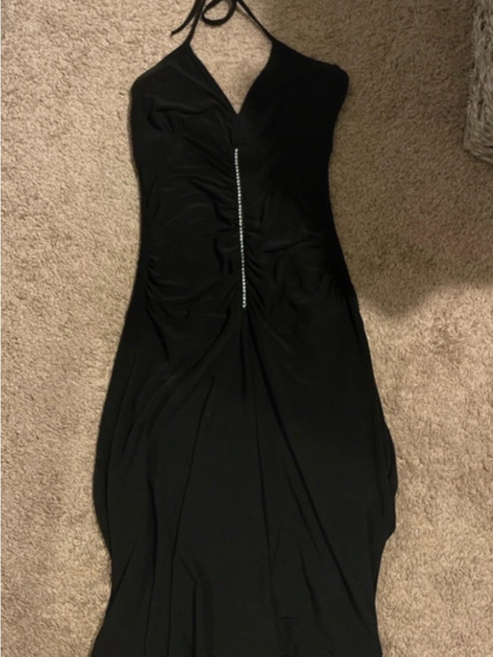 Wet Seal Black Halter Evening Dress with Rhinestone Detail